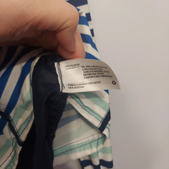 Hunter for Target-Hooded Half Zip Rain Jacket-Sz M kids Blue Teal striped Pull - Picture 7 of 11